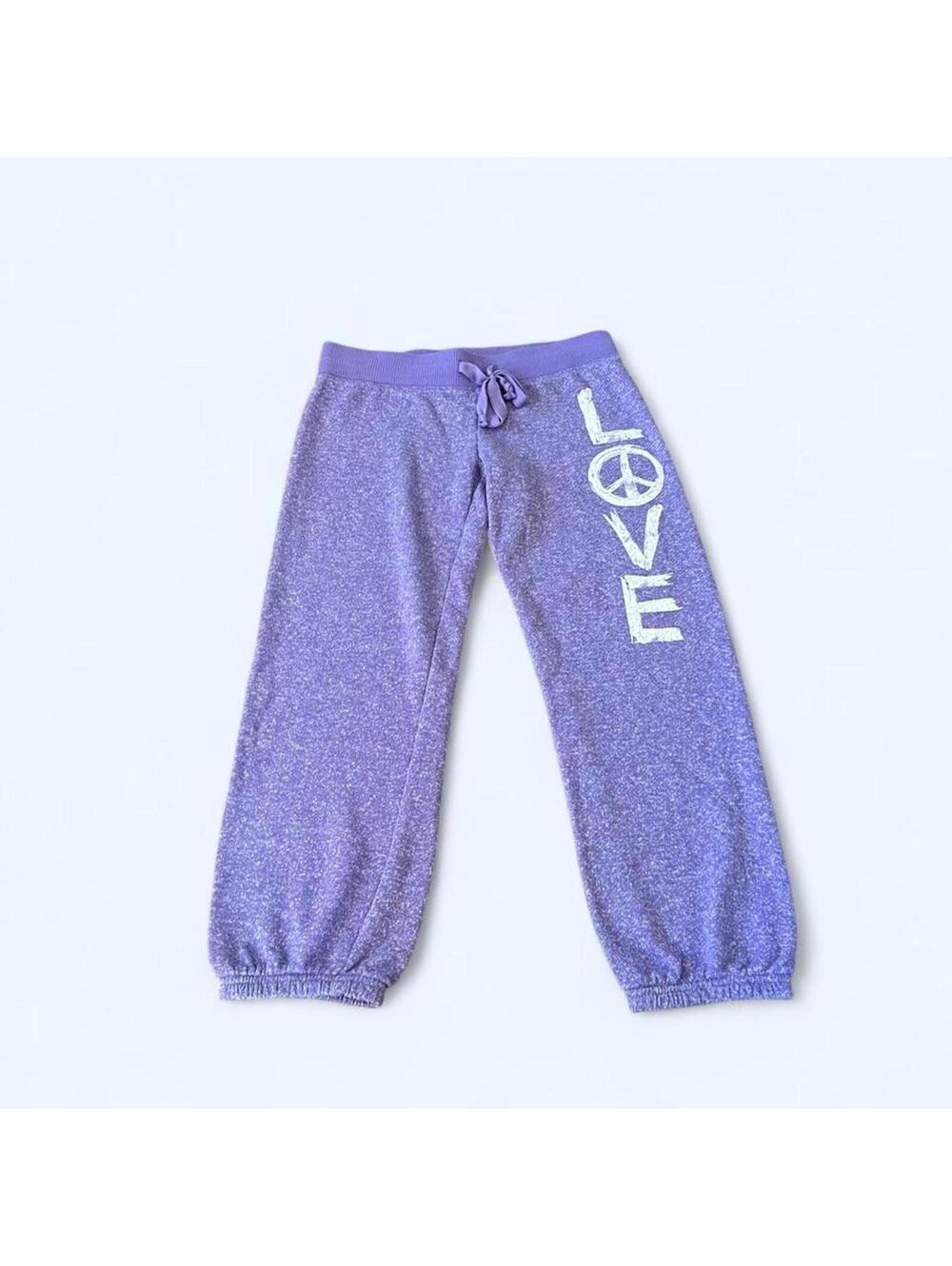 Purple Y2K Planet Gold low rise graphic capri sweatpants size small 💜 - Picture 3 of 8